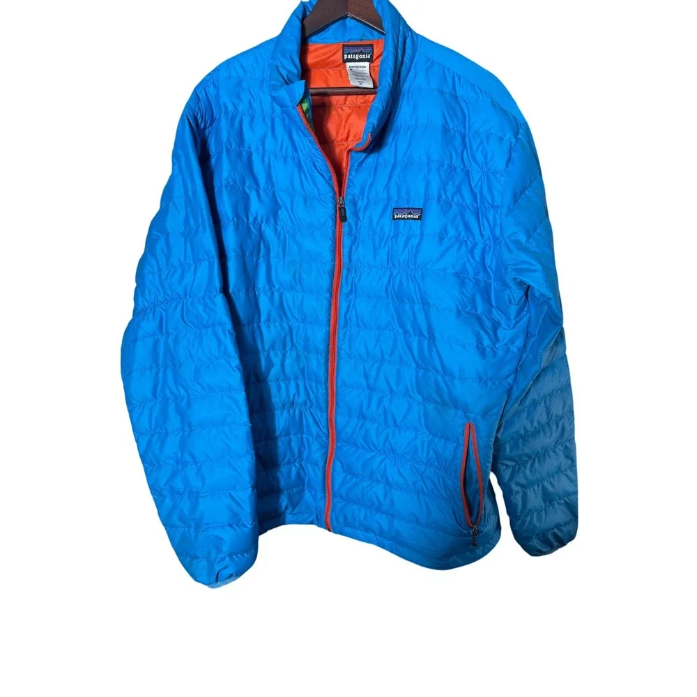 Patagonia Down Sweater Mens XL Blue EUC Full Zip Quilted Puffer